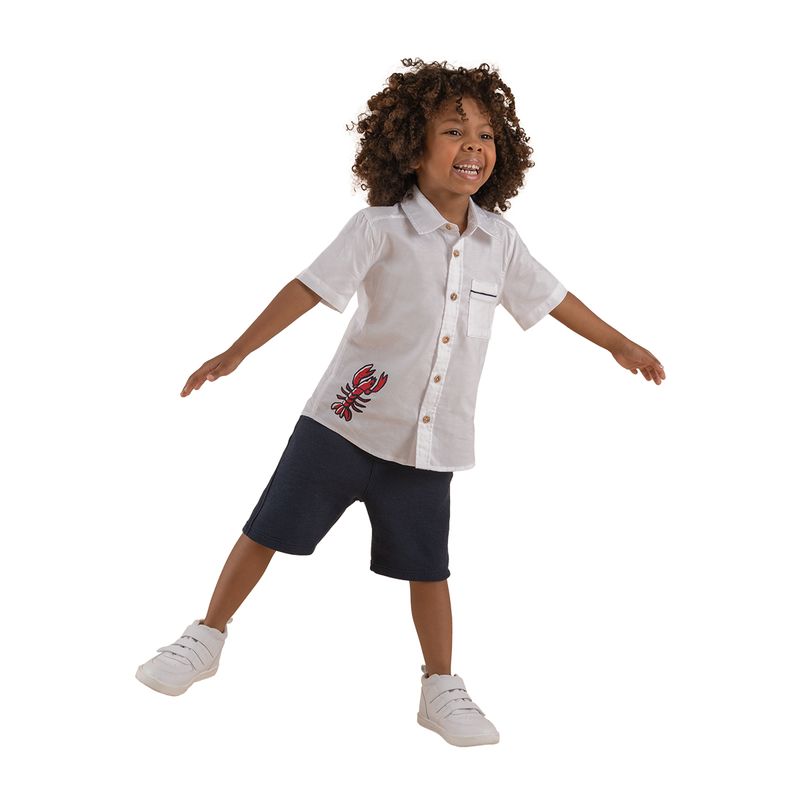 Camisa-manga-corta-con-bolsillo-para-bebe-niño-Ropa-bebe-nino-Blanco