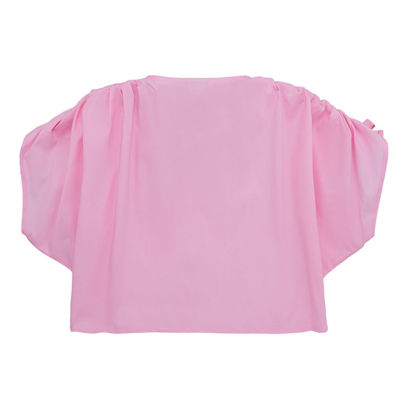 Camisa-manga-corta-con-nudo-en-mangas-para-niña-Ropa-nina-Rosado