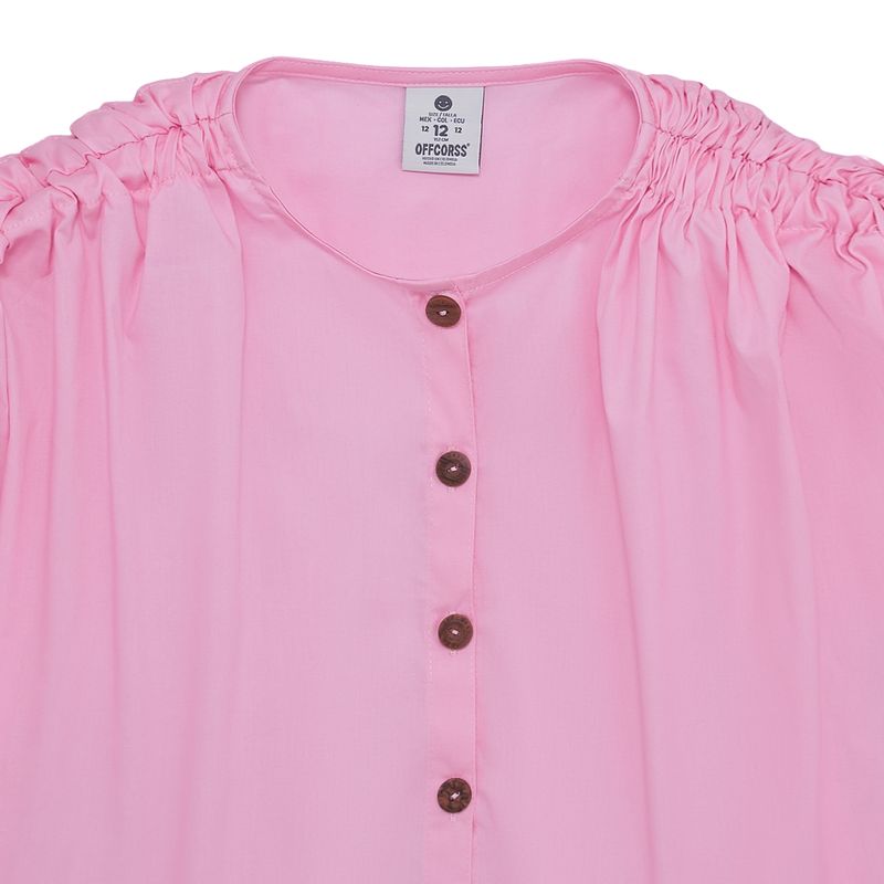 Camisa-manga-corta-con-nudo-en-mangas-para-niña-Ropa-nina-Rosado
