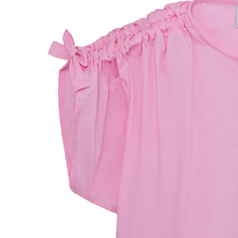 Camisa-manga-corta-con-nudo-en-mangas-para-niña-Ropa-nina-Rosado