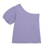 Camiseta-de-un-solo-hombro-para-niña-Ropa-nina-Morado