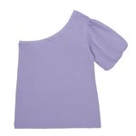 Camiseta-de-un-solo-hombro-para-niña-Ropa-nina-Morado