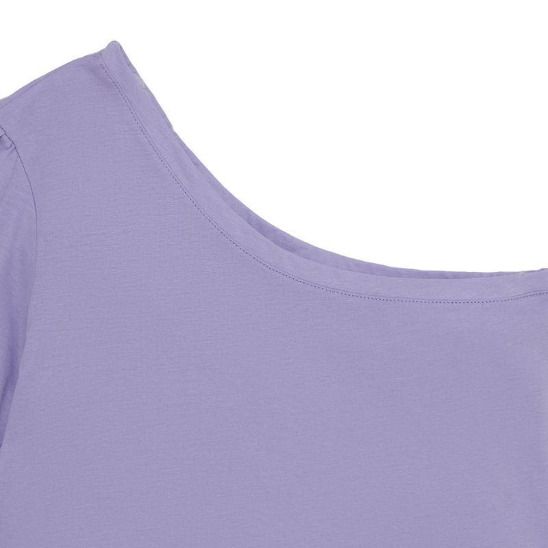 Camiseta-de-un-solo-hombro-para-niña-Ropa-nina-Morado
