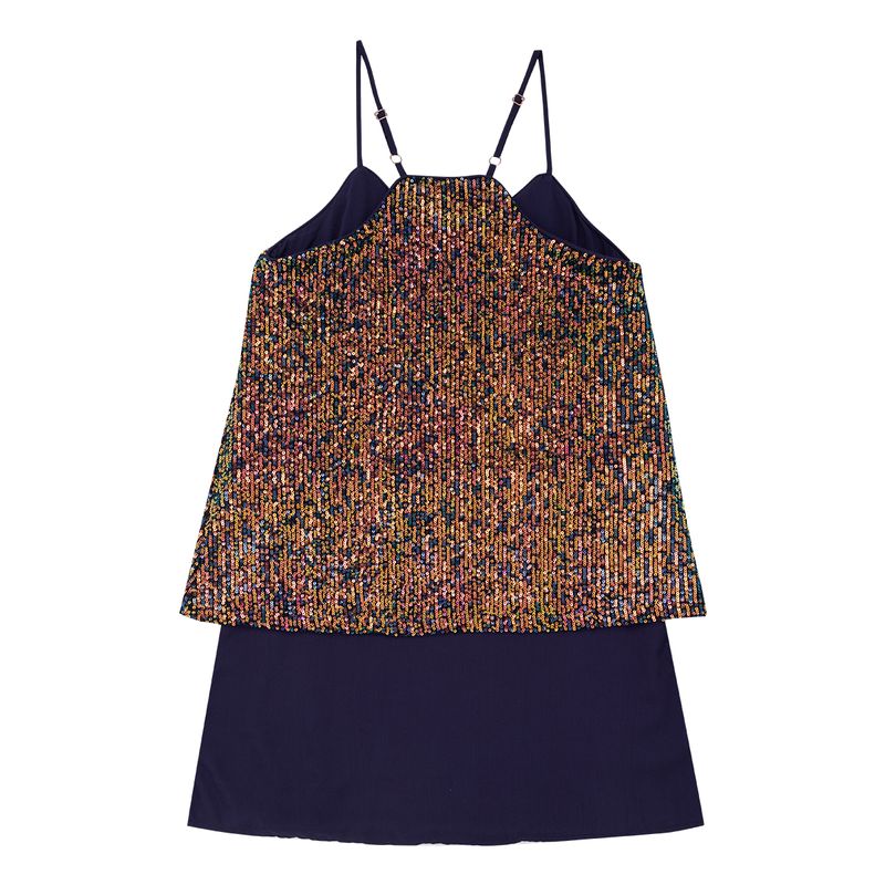 Vestido-manga-sisa-para-niña-Ropa-nina-Azul