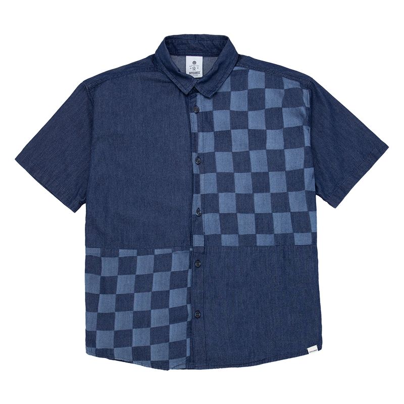 Camisa-manga-corta-silueta-oversize-en-indigo-para-niños-Ropa-nino-Indigo-oscuro
