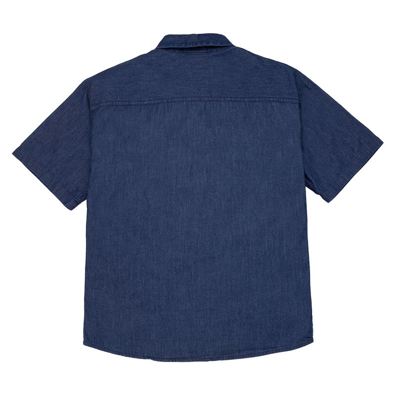 Camisa-manga-corta-silueta-oversize-en-indigo-para-niños-Ropa-nino-Indigo-oscuro