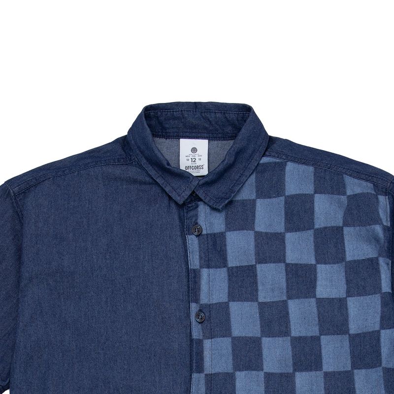 Camisa-manga-corta-silueta-oversize-en-indigo-para-niños-Ropa-nino-Indigo-oscuro