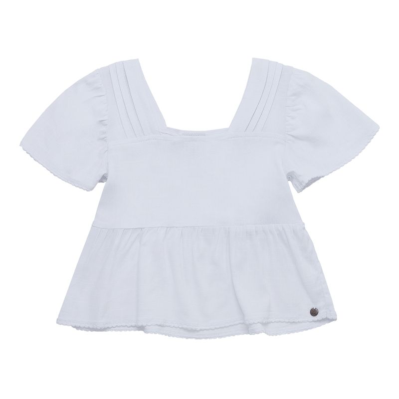 Camisa-manga-corta-crop-para-niña-Ropa-nina-Blanco