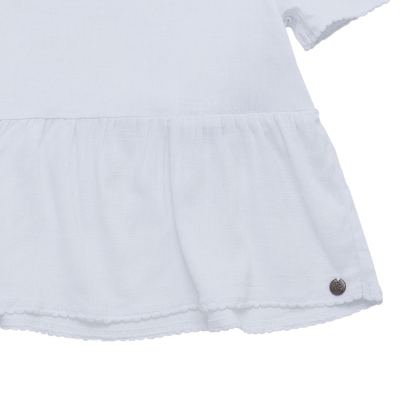 Camisa-manga-corta-crop-para-niña-Ropa-nina-Blanco