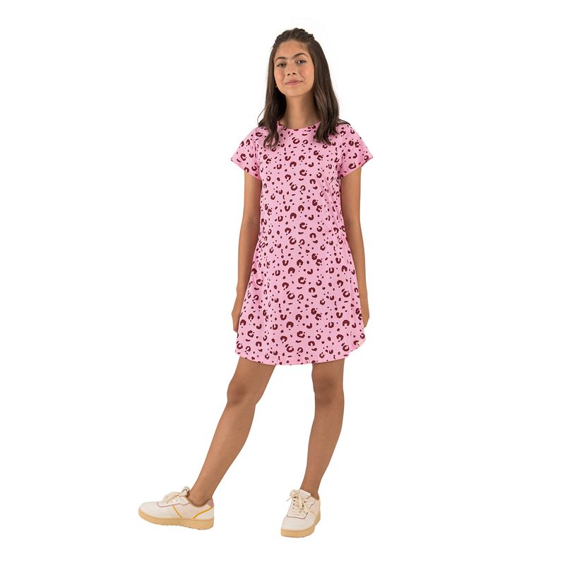 Vestido-manga-corta-para-niña-Ropa-nina-Rosado