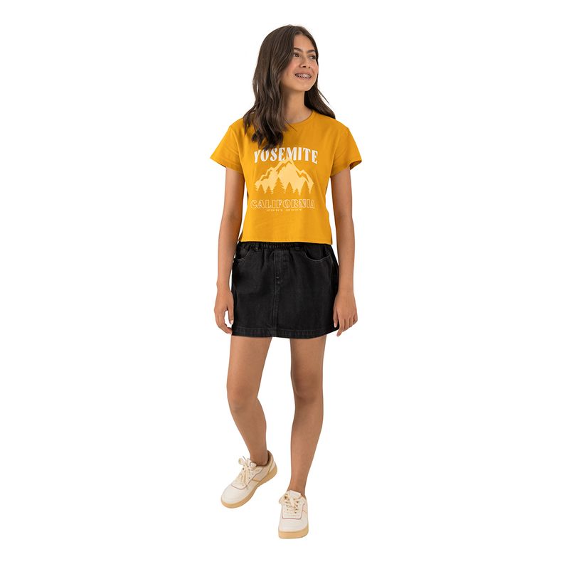 Conjunto-de-camiseta-y-falda-para-niña-Ropa-nina-Amarillo