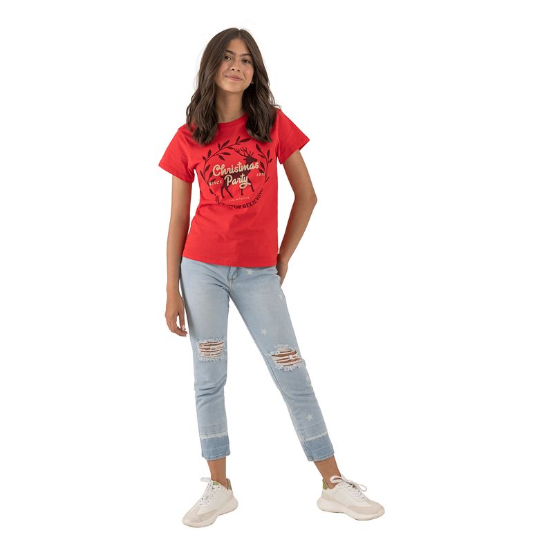Camiseta--con-grafico-de-navidad-para-niña-Ropa-nina-Rojo
