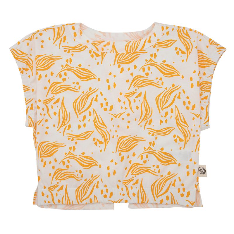 Camiseta-manga-corta-con-abertura-en-posterior-para-niñas-Ropa-nina-Gris