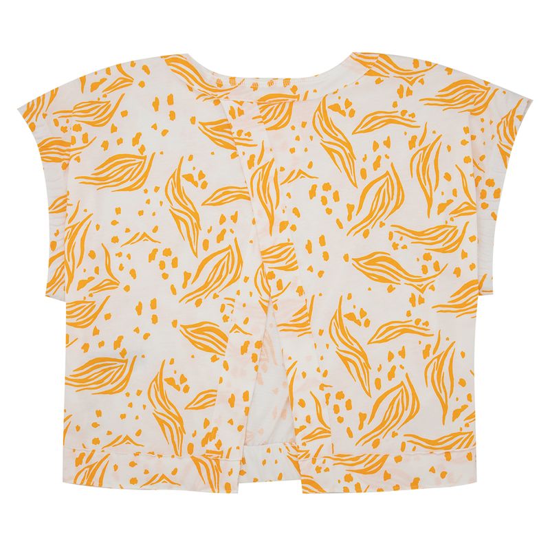 Camiseta-manga-corta-con-abertura-en-posterior-para-niñas-Ropa-nina-Gris