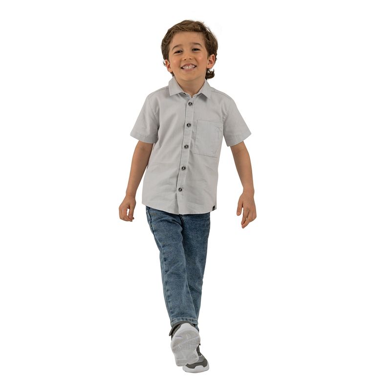 Camisa-manga-corta-para-bebe-niño-Ropa-bebe-nino-Gris