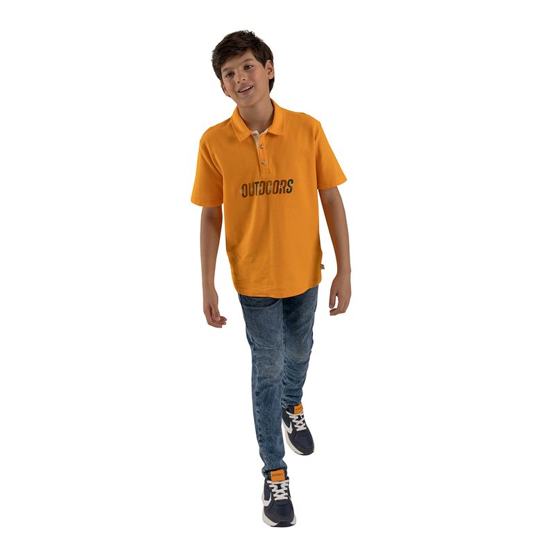 Camiseta-tipo-polo-para-niños-Ropa-nino-Naranja