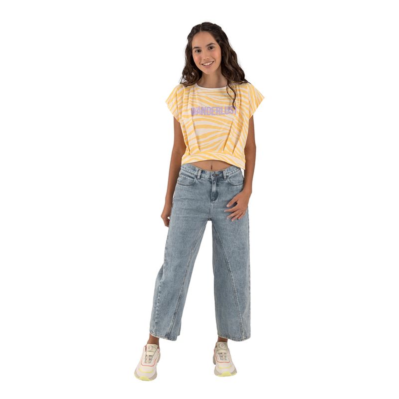 Camiseta-manga-corta-silueta-crop-para-niñas-Ropa-nina-Gris