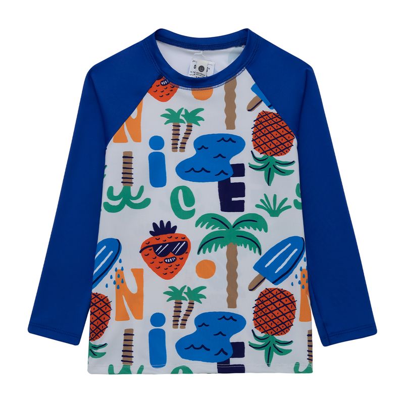 Camiseta-manga-larga-de-baño-para-bebe-niño-Ropa-bebe-nino-Azul
