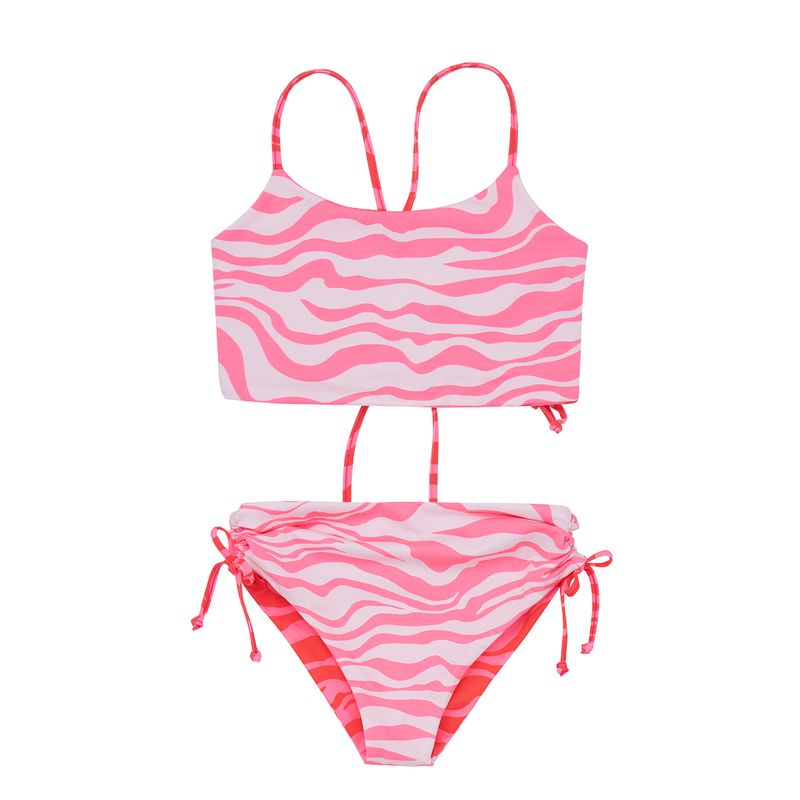 Vestido-de-baño-bikini-doble-faz-para-niñas-Ropa-nina-Rosado