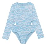 Vestido-de-baño-entero-manga-larga-para-niñas-Ropa-nina-Azul