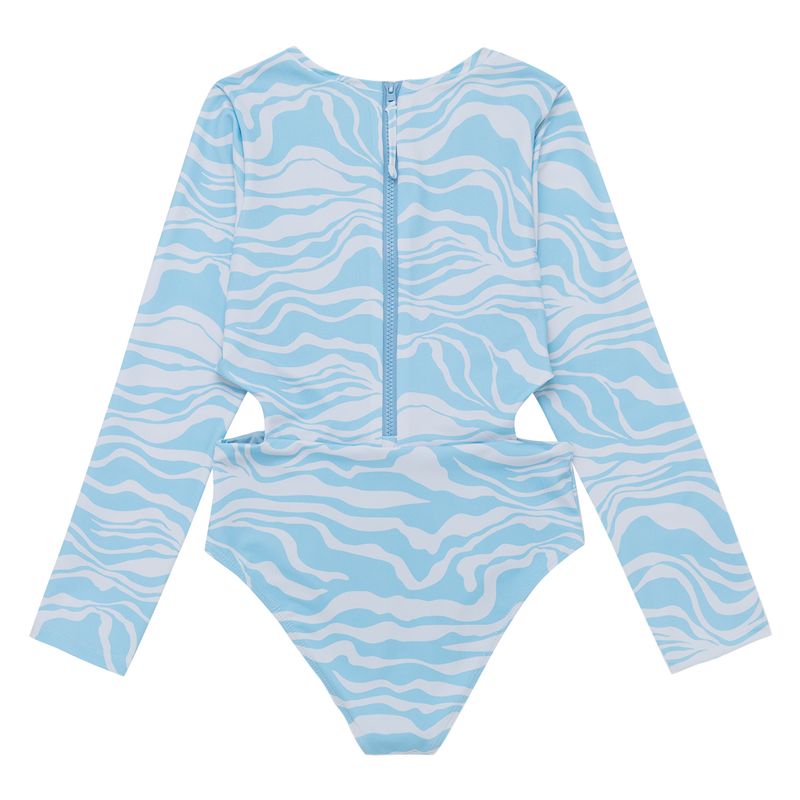 Vestido-de-baño-entero-manga-larga-para-niñas-Ropa-nina-Azul