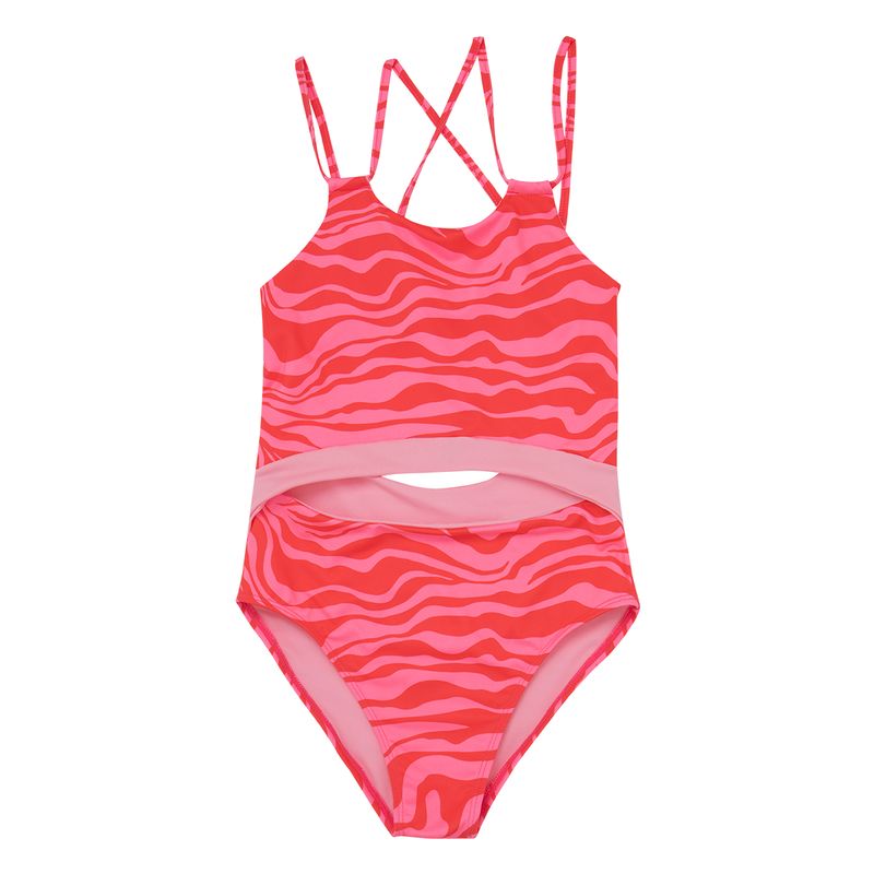 Vestido-de-baño-entero-manga-sisa-para-niñas-Ropa-nina-Rosado