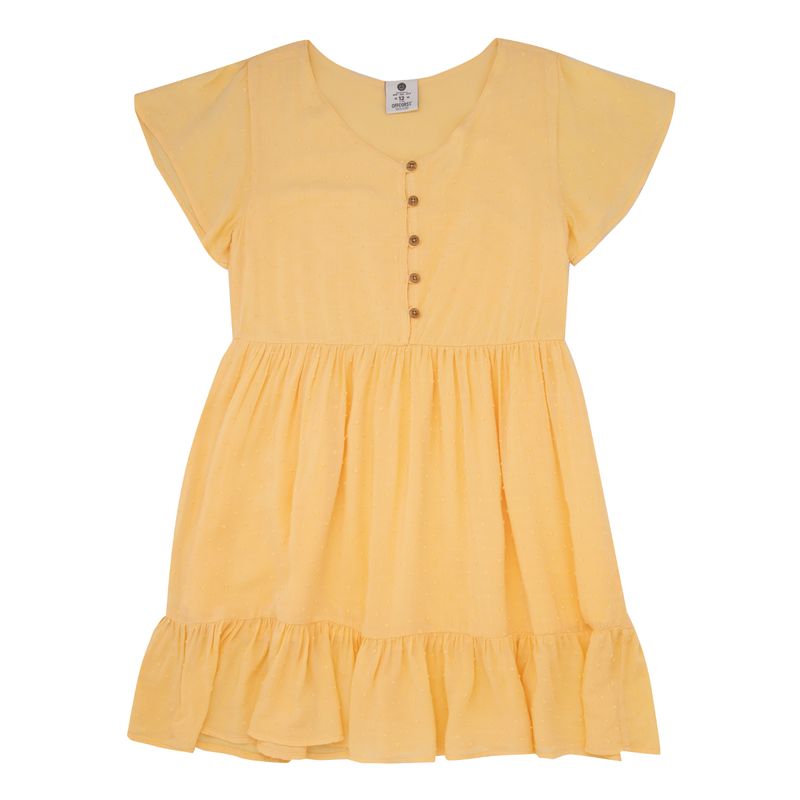 Vestido-manga-corta-para-niña-Ropa-nina-Amarillo