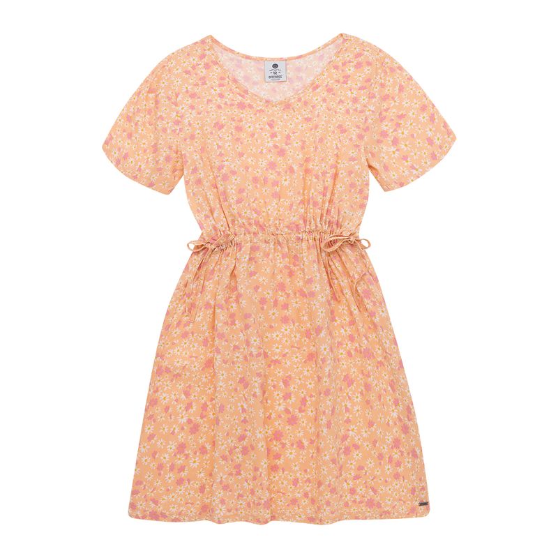 Vestido-manga-corta-para-niña-Ropa-nina-Naranja
