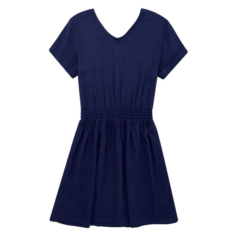 Vestido-manga-corta-para-niña-Ropa-nina-Azul