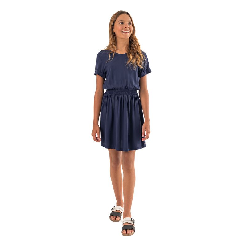 Vestido-manga-corta-para-niña-Ropa-nina-Azul