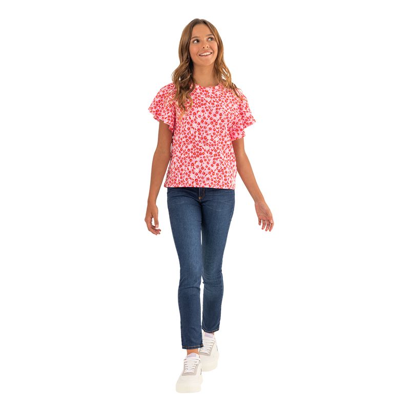 Camiseta-manga-corta-para-niña-Ropa-nina-Rosado