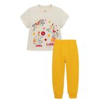 Conjunto-pijama-de-camiseta-manga-corta-pantalon-de-sudadera-para-bebe-niña-Ropa-bebe-nina-Amarillo