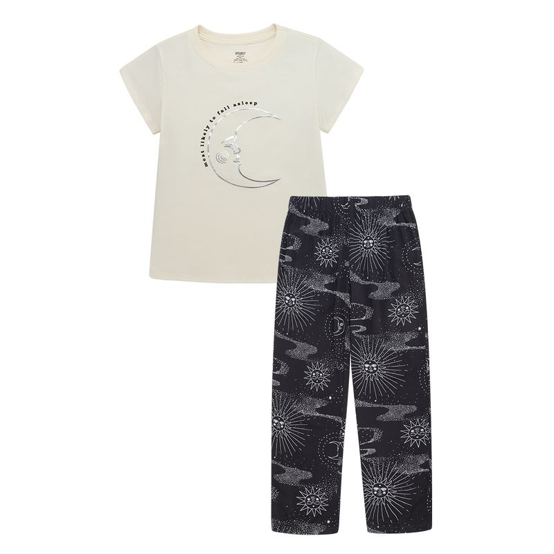 Conjunto-pijama-de-camiseta-manga-corta-pantalon-largo-para-niña-Ropa-nina-Gris