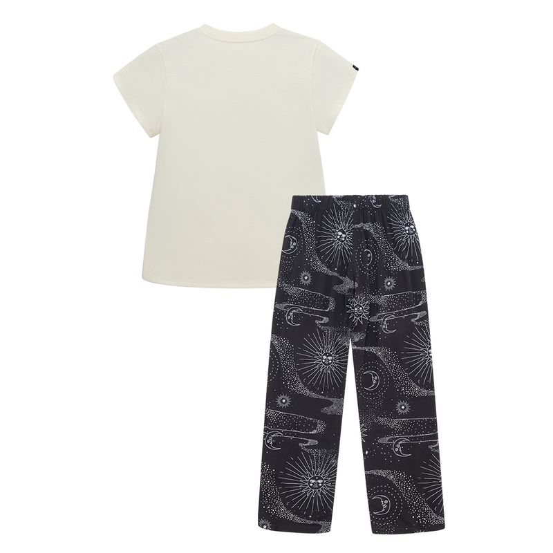 Conjunto-pijama-de-camiseta-manga-corta-pantalon-largo-para-niña-Ropa-nina-Gris