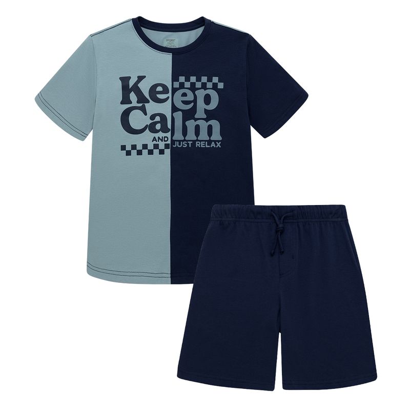 Conjunto-pijama-de-camiseta-manga-corta-bermuda-para-niño-Ropa-nino-Azul