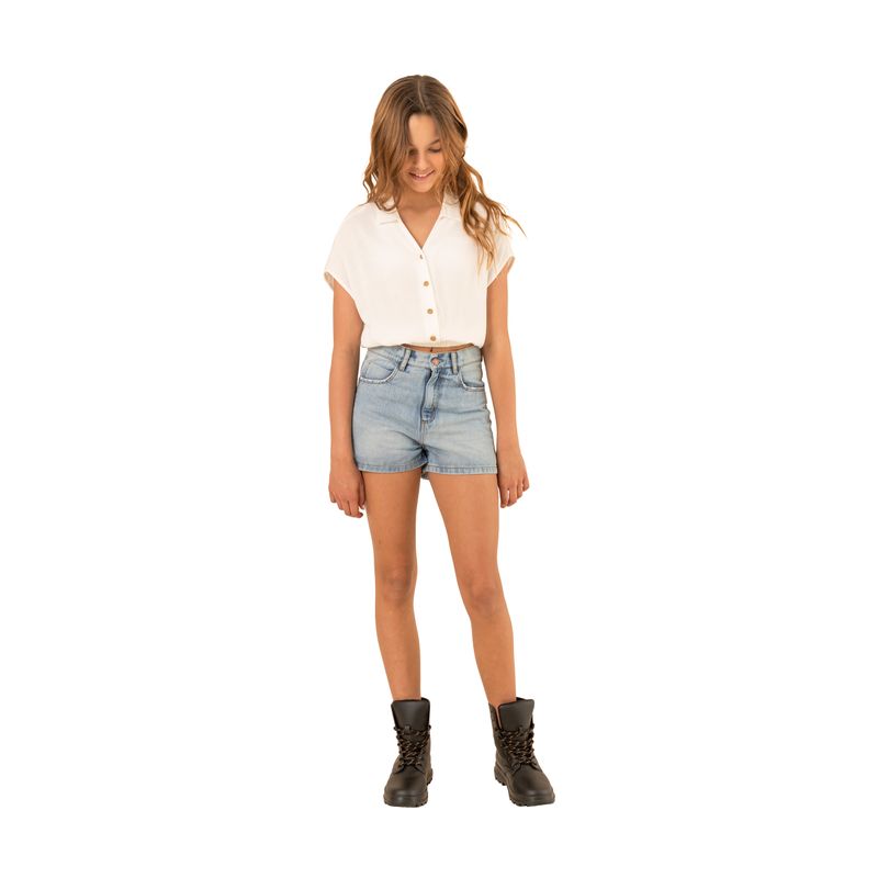 Camisa-manga-corta-para-niña-Ropa-nina-Gris