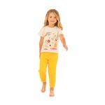 Conjunto-pijama-de-camiseta-manga-corta-pantalon-de-sudadera-para-bebe-niña-Ropa-bebe-nina-Amarillo