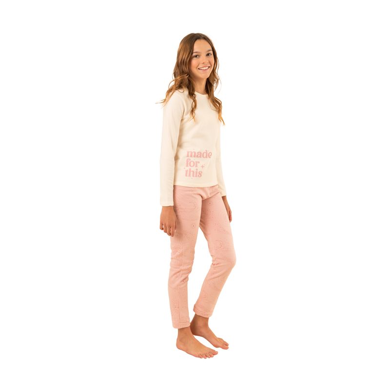 Conjunto-pijama-de-camiseta-manga-corta-pantalon-largo-para-niña-Ropa-nina-Rosado