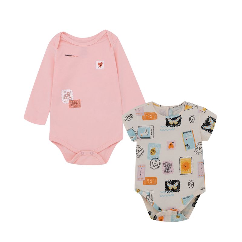 Set-x2-de-body-manga-larga-body-manga-corta-para-recien-nacida-niña-Ropa-recien-nacido-nina-Rosado