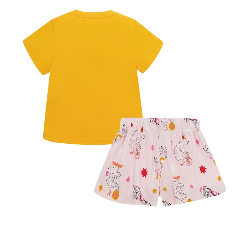 Conjunto-pijama-de-camiseta-manga-corta-short-para-bebe-niña-Ropa-bebe-nina-Amarillo