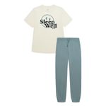 Conjunto-pijama-de-camiseta-manga-corta-pantalon-largo-para-niño-Ropa-nino-Azul