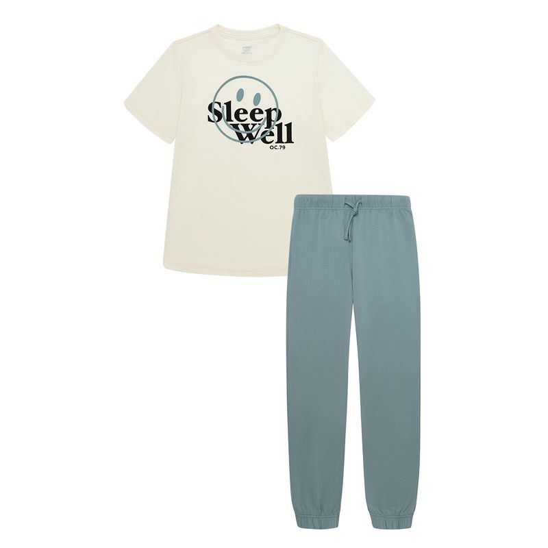 Conjunto-pijama-de-camiseta-manga-corta-pantalon-largo-para-niño-Ropa-nino-Azul