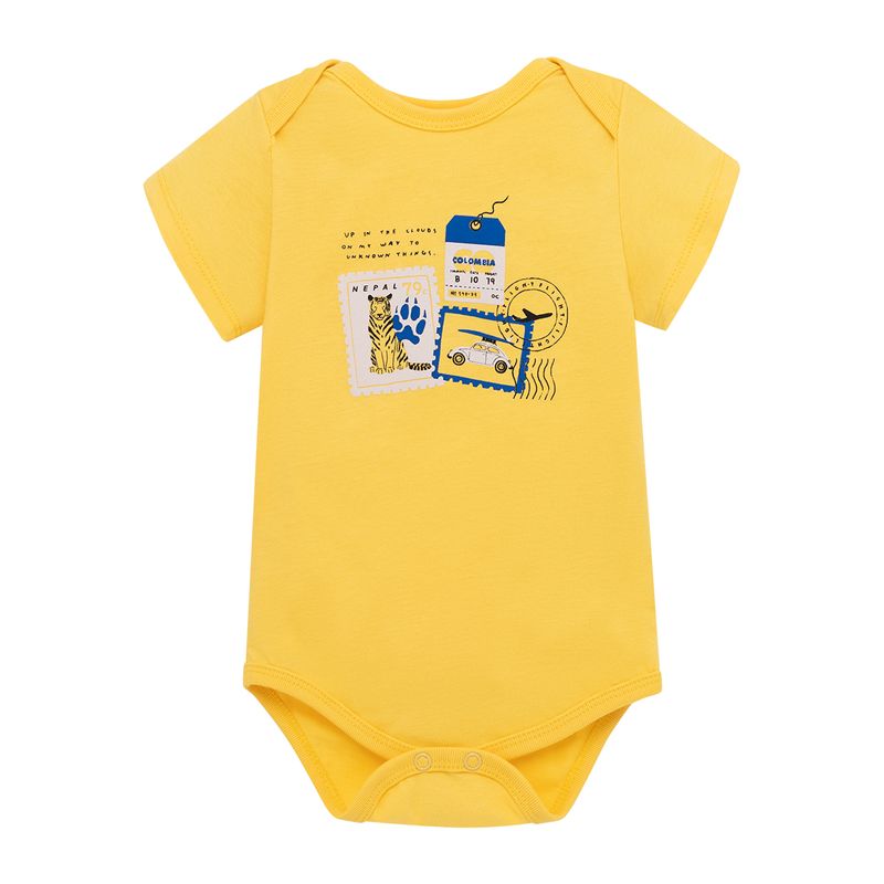 Body-manga-corta-para-recien-nacido-niño-Ropa-recien-nacido-nino-Amarillo
