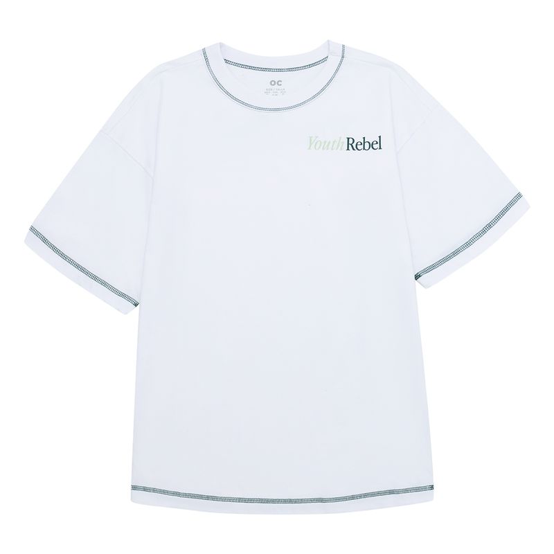 Camiseta-manga-corta-silueta-oversize-para-niño-Ropa-nino-Blanco