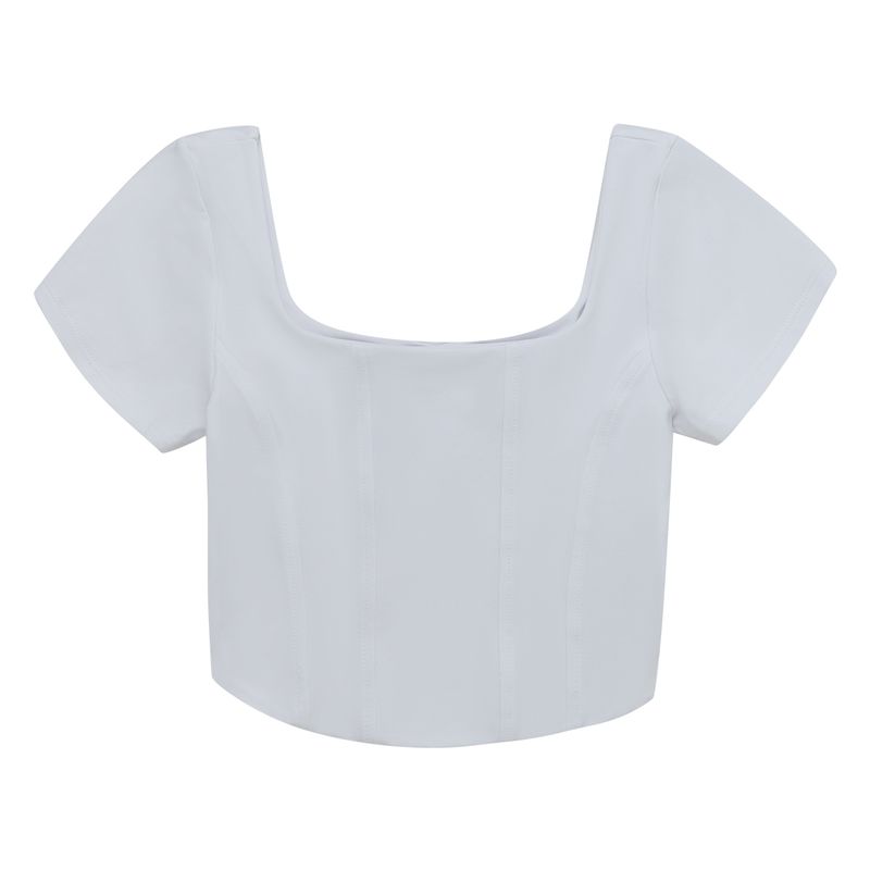 Camiseta-manga-corta-tipo-corset-para-niña-Ropa-nina-Blanco