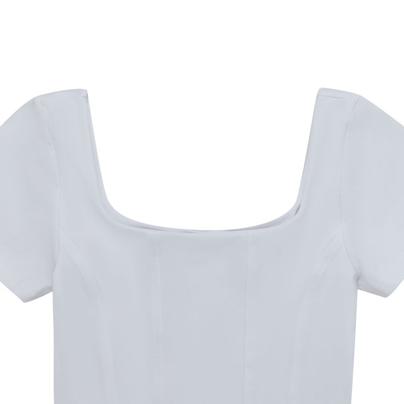 Camiseta-manga-corta-tipo-corset-para-niña-Ropa-nina-Blanco