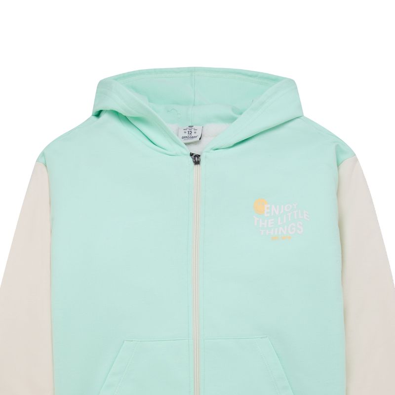 Buzo-abierto-con-capucha-para-niña-Ropa-nina-Verde