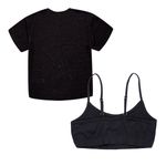 Set-de-camiseta-manga-corta-top-para-niña-Ropa-nina-Negro