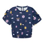 Camiseta-manga-corta-con-moños-en-mangas-para-bebe-niña.-Ropa-bebe-nina-Azul