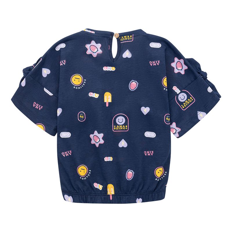 Camiseta-manga-corta-con-moños-en-mangas-para-bebe-niña.-Ropa-bebe-nina-Azul
